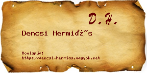 Dencsi Hermiás névjegykártya